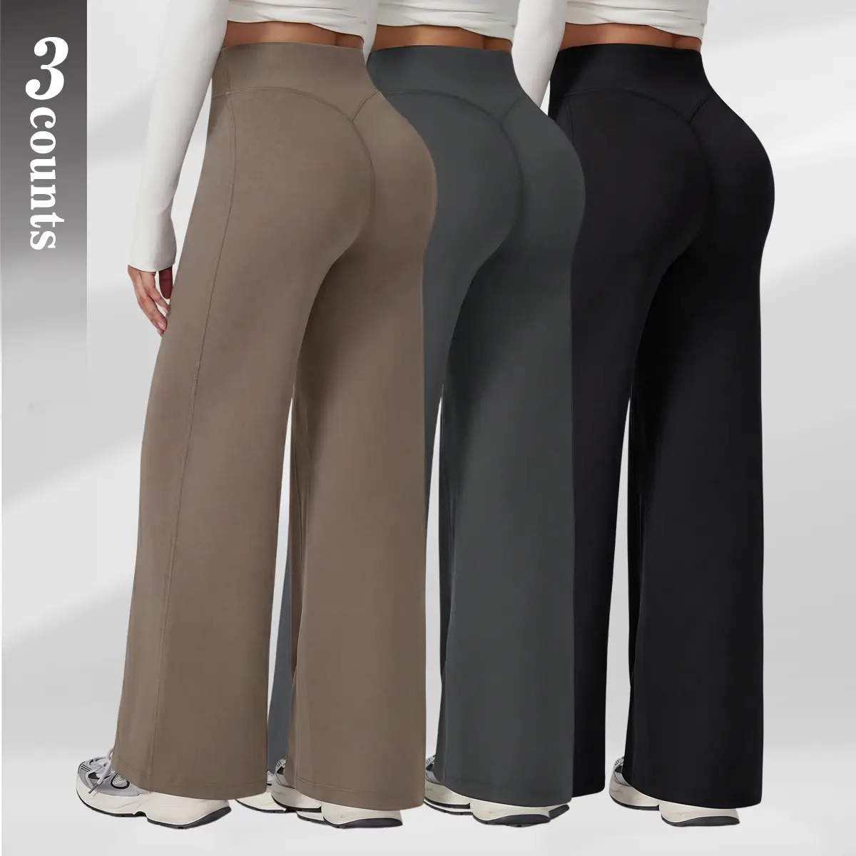 HIJESSE Women's High Waist V Back Wide Leg Yoga Pants, Tummy Control Butt Lifting, 4 Way Stretch Soft High Elastic Bootcut Workout Leggings for Gym, Yoga, Casual Street & Daily Outfits