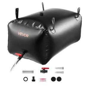 fathersdaygift VEVOR Water Storage Bladder, 63.4 Gal Collapsible Water Storage Bag, Wear-Resistant 1000D PVC Soft Waters Bag, Leakproof Camping Tank Containers for Garden Irrigation RV Emergency Use, Black