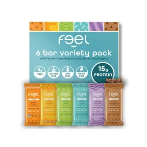 Feel Vegan Protein Bars | Best Sellers Variety 6 Pack | 15g Plant Protein | Organic | Gluten Free I Nut Free I Soy Free I Grain Free