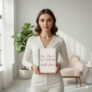 “Yes, This Is My Resting Rich Face” | Blue & Bloom Luxe Pink Marble Notebook