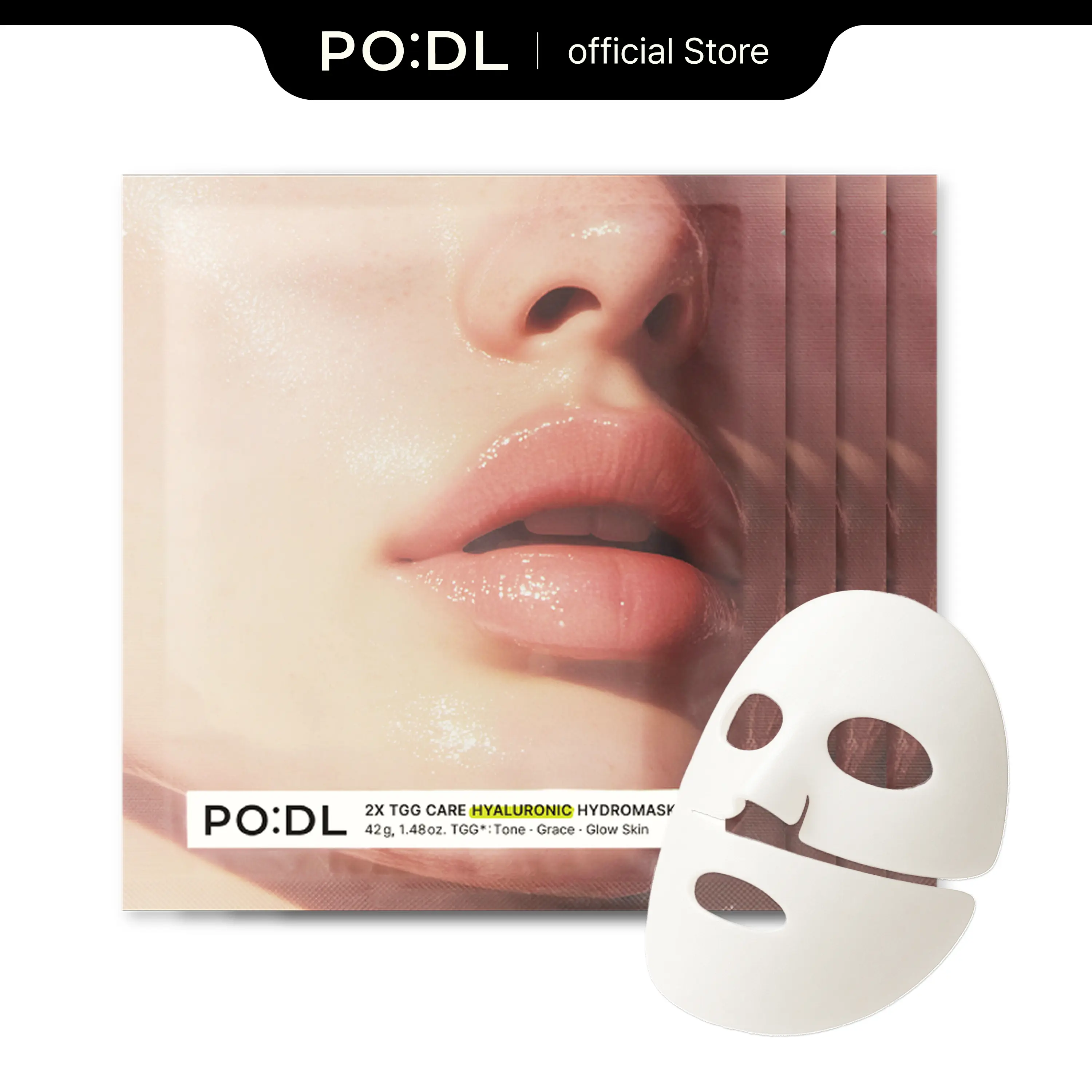 PODL Firming Overnight Face Mask with Hyaluronic Acid, Collagen, and EGF, Korean Skin Care for Radiance Boost, 4 Sheets Pack, Moisture, Hydrating, Night Routine, Plump Skin, Sensitive, Overnight Hydration, Daily, Barrier Repair, Acne Prone, Gel