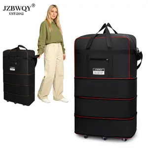 JZBWQY Expandable Wheeled Duffel Bag - 50-110L Lightweight Foldable Nylon Multifunctional Luggage with 3-Zip Zones, for Travel & Moving Trips, Rolling Duffel Bag, Multifunctional Travel Duffels Traveling Bag