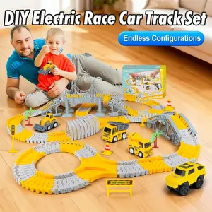 TongLi DIY Track Assembly Set Electric Track Car Track Car Toy Children's Track Car Set Construction Vehicle Track Track Construction Set Toy Car for Ages 3-10 Christmas Halloween Thanksgiving gift