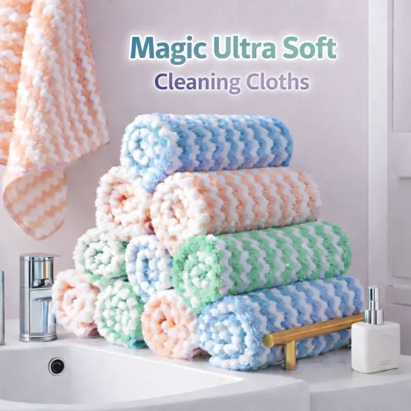 Homaxy Magic Soft Microfiber Cleaning Cloths (48-Count Multi-Pack, 10.1in x 10.1in Thick Towels, Red/Blue/Green) - Hangloop Quick Dry, Partial Heat Protection, Non-Scratch, Reusable Machine-Washable, Wipes Greasy Kitchen Messes Home Supplies