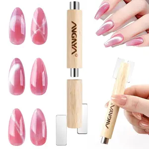 Cat Eye Magnet for Nails, Multifunctional Nail Magnets for Nail Art with Wooden Handle and Detachable Design, Strong Magnetic Stick for Gel Nail Polish