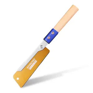 WORKPRO Folding Japanese Hand Saw, Double-Edged Pull Saw with SK5 Flexible Blade, Wood Saw with Non-Slip Beech Handle, Flush Cut Saw for Woodworking, Camping, and Gardening