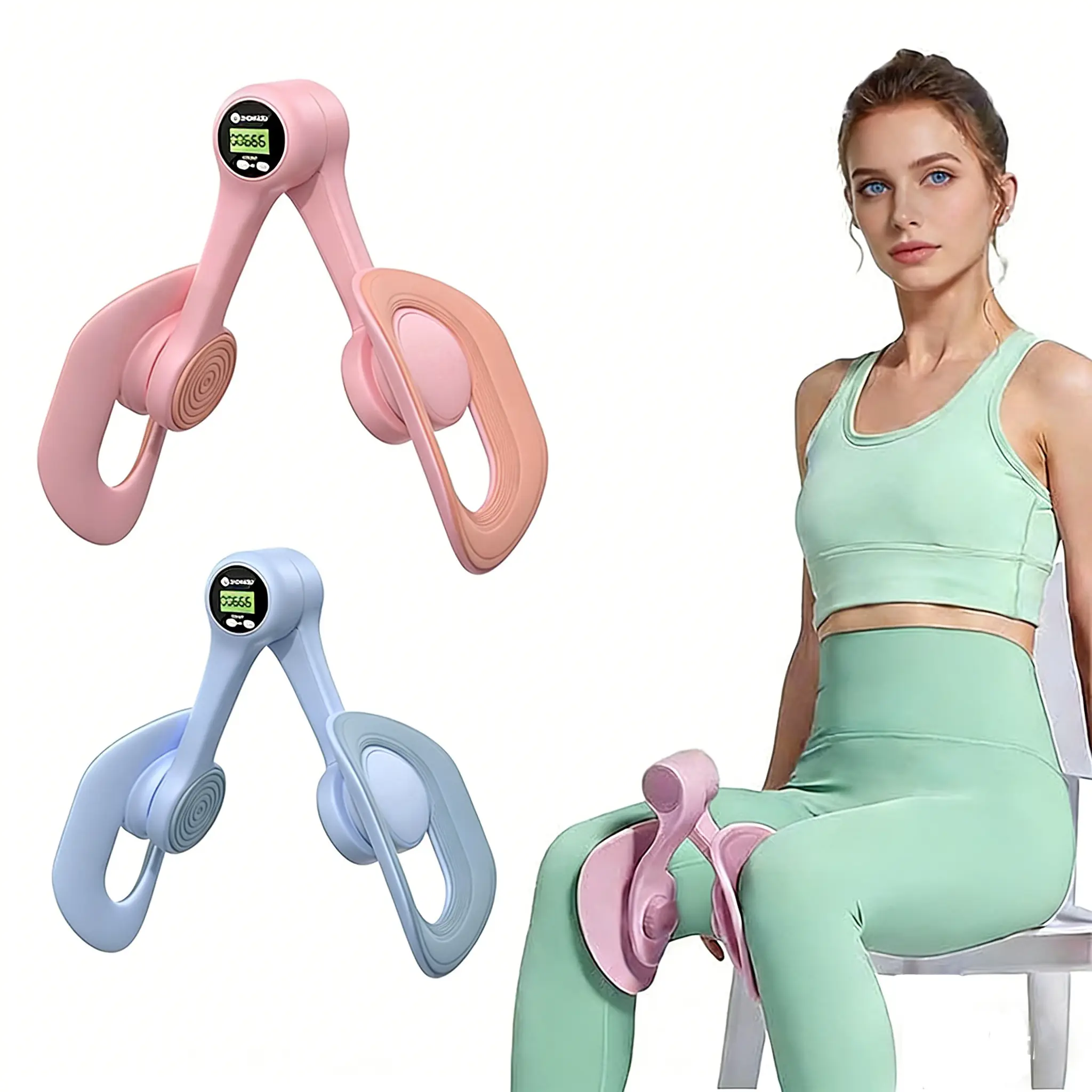 Pelvic Floor Exerciser for Women, Glute and Inner Thigh Trainer with Smart Counting and Adjustable Resistance, Features Organic Silicon Joints and Enhanced Steel Springs for Increased Range of Motion