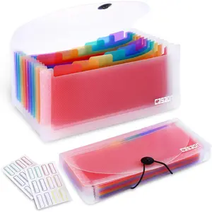 2 Pack 13-Pockets Expanding Accordion File Folder Mini Organizer Wallet for Storage Invoice/Receipt/Cards/Coupon/Tickets