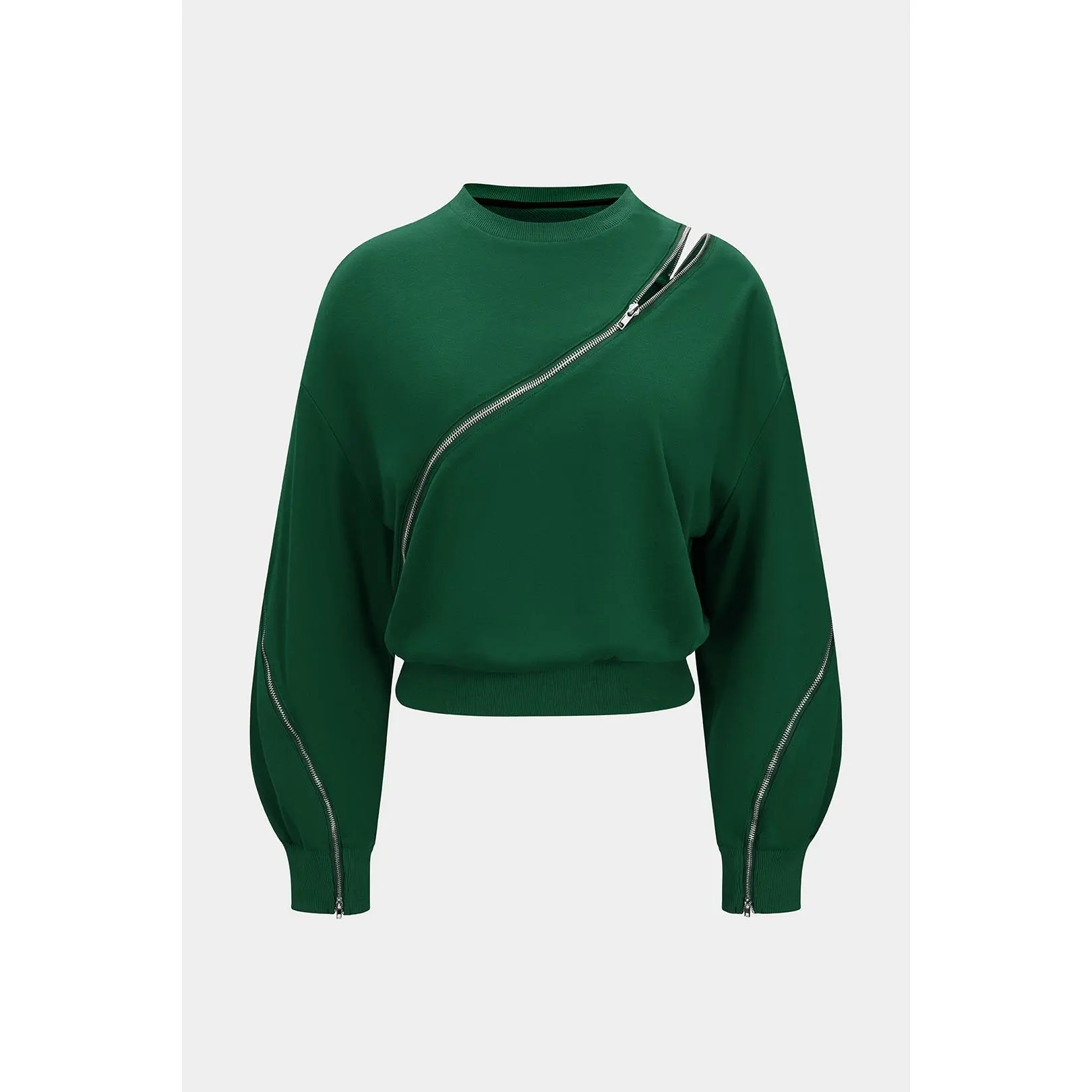 Women's Loose Fit Scuba Sweatshirt, Solid Quarter-Zip Polyester Pullover, Long Sleeve Top for Casual Daily Wear, Ribbed Scuba, Plain