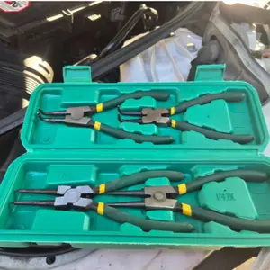 4 Piece Snap Ring Pliers Set, Precision Spring Clamp Tools, C Type Round Pliers for Removing Rings, Gaskets, Hose Removal, Hand Tools