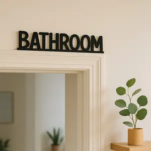CIFbuy™™ Sleek Metal Bathroom Sign - Singular Wall-Hung Graphic Art With Letters & Numbers - Exquisitely Suited To Enhance Home Decor - Stylish Wall Pediments & Decorative Plaques Wall Sculptures