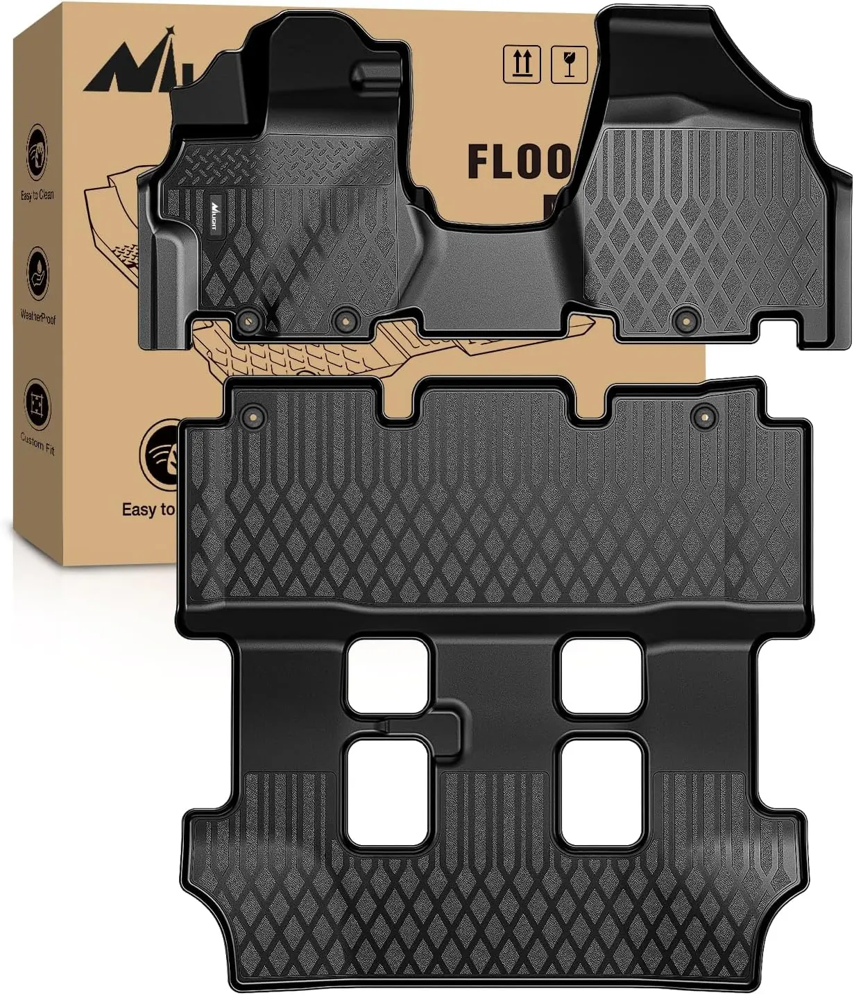 Nilight TPE Car Floor Mats, Custom Fit for Honda Odyssey 2011-2017, All-Weather Heavy-Duty Floor Liners, Waterproof Car Interior Accessory