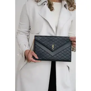 Pre-owned Yves Saint Laurent leather Clutches & Wristlets YSL BRAND NEW Gaby quilted envelope pouch on chain (retails $1100)
