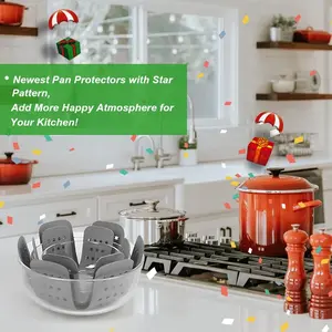 Pan Protectors with Stars, Larger & Thicker Pan Separators Protectors, Set of 9 and 3 Different Sizes, Pot Protectors for Stacking and Protecting Your Cookware