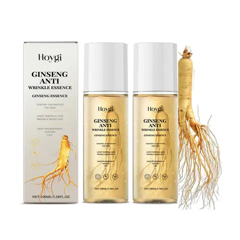 HOYGI Wild Ginseng Root Anti-Aging Face Serum - 100ml Vegan Moisturizing Primer Essence with Hydrolyzed Marine Collagen, Gentle for Retinol Users, Hydrates, Minimizes Pores, Boosts Radiance, Glow Up, Softens Skin, Natural Look Support