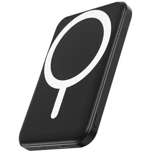 for Magsafe Battery Pack, 5000mAh Magnetic Power Bank with Type-C Cable 20W PD Fast Charging Lighting Input Wireless Portable Charger for iPhone 17/16/15/14/13/12/ All Series-Black