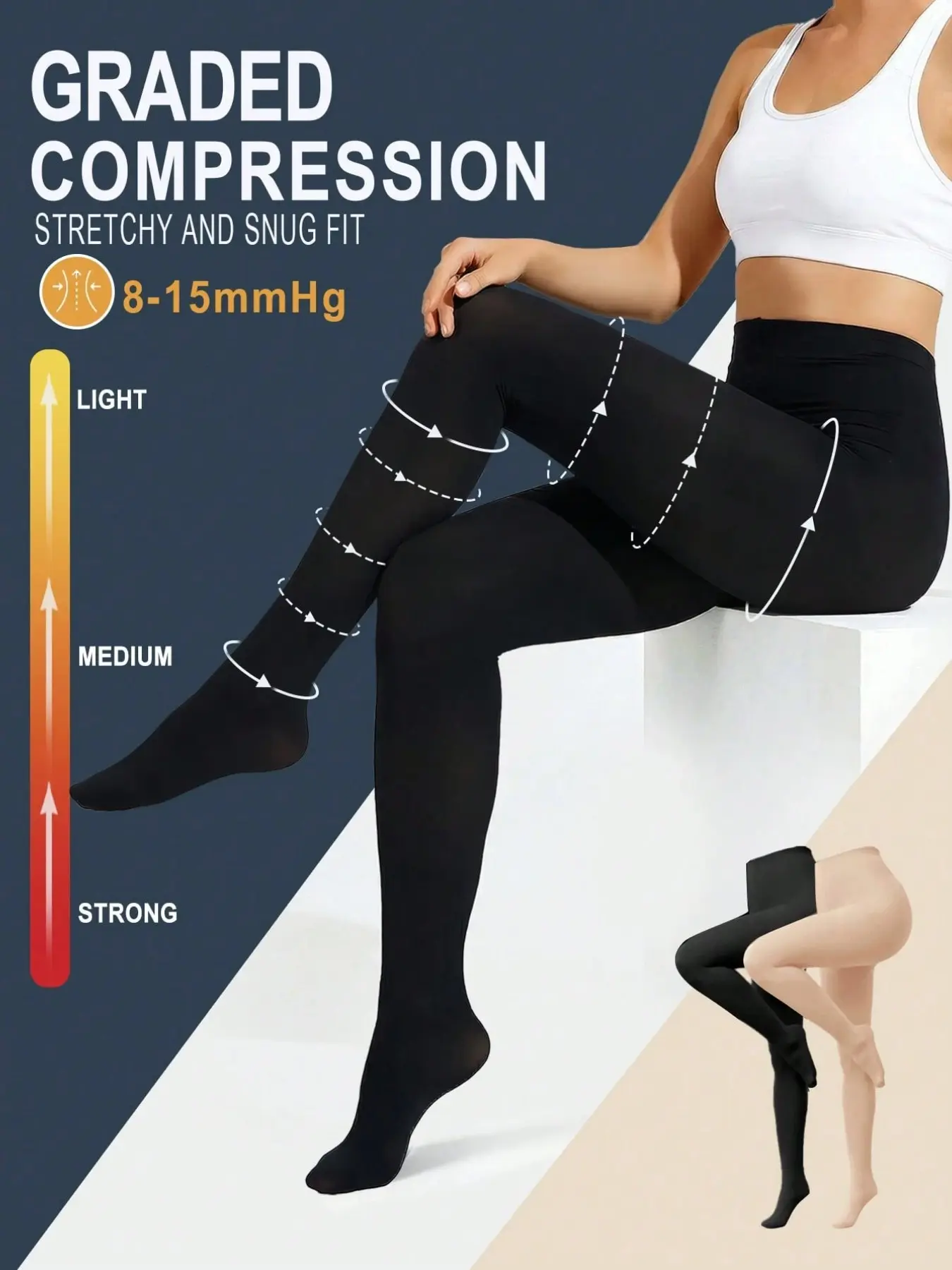 10-15 MmHg Mild Compression Opaque Closed Toe Pantyhose For Women, Warm & Slimming High Waist Design (Recommend Sizing Up), Comfortable