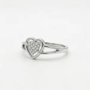 [AB011] Ring Heart Double With Zirconia TTS S925