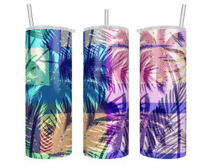 20 oz Handmade Tropical Abstract Palm Tree Stainless Steel Insulated Sublimation Tumbler