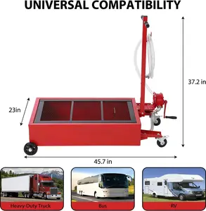 Low Profile Oil Drain Pan, 20 Gallon Oil Drain Pan ,Large Capacity Oil Change Pan | 8.2ft Hose & Rotatable Handle | Swivel Casters Wheels | Rolling Oil Drain Cart for Trucks,RVs