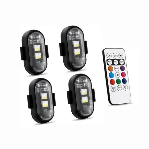 RGB LED Aircraft Strobe Lights, Motorcycle Lights, LED Flash Position, Wireless Light, Aircraft Airplane Helicopter Warning Lights, High Visibility, Strobe Effect, RGB Functionality, Strobe Light Kit