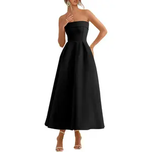 Cocktail Dresses for Women 2026 Summer Formal Elegant Tube Top Strapless Spring Wedding Guest Party Midi Dress  wedding guest dresses