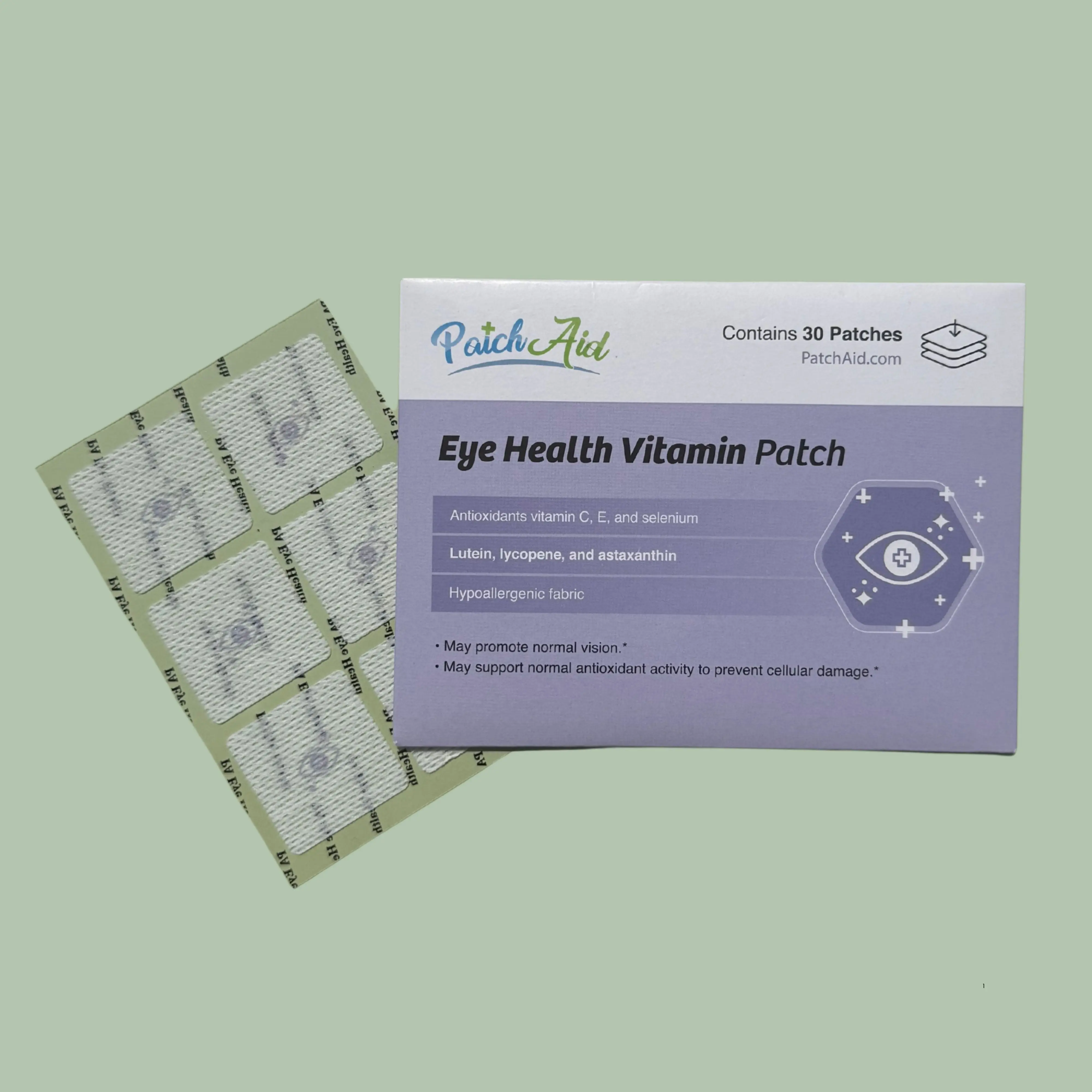 Eye Health Vitamin Patch - 30 Antioxidant-Rich Patches with Vitamins C & E Lutein Lycopene Astaxanthin Hypoallergenic Fabric for Daily Vision Care