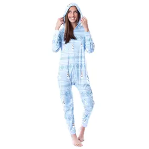 Disney Womens' Frozen Olaf Sweater Sleep Pajama Jumpsuit Union Suit