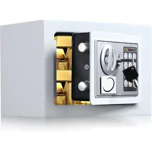 Digital  Keypad Lock Box - 0.23 Cubic  Mini Safe for Office, Hotel,  - White