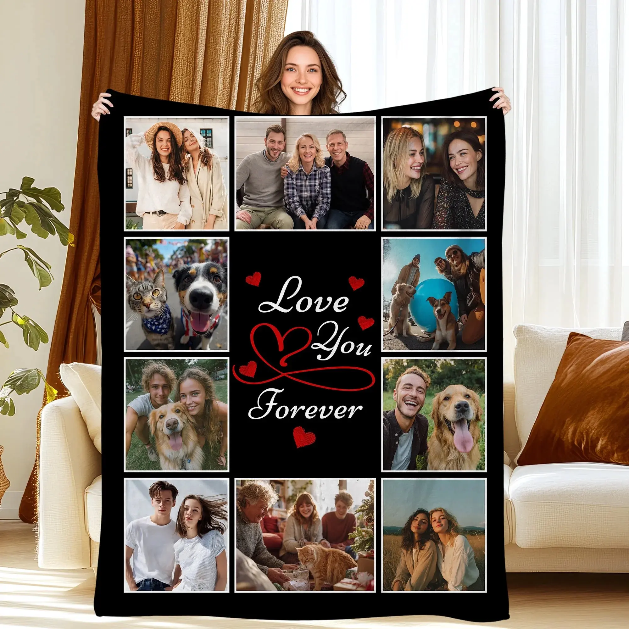 JML Customized Soft Flannel Throw Blanket - Photo Printed Multi-Size Blanket with 1 Photo-Text for Father’s Day, Christmas, Wedding Gifts for Adults