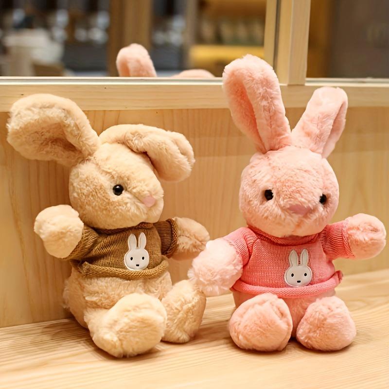 [Adorable Sweater Rabbit Plush] Soft Fluffy 30cm/11.8in Cute Sweater Rabbit Plush Doll | Adorable Stuffed Animal Toy with Light Yellow/Pink/Blue Sweater Design - Soothing Comfort Gift for Birthdays, Friends, Home Decor