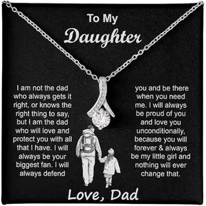 “To My Badass Daughter” Necklace – Birthday Gifts for Daughter from Dad/Mom – Meaningful Father–Daughter Jewelry with Inspirational Message Card – Perfect Graduation, Christmas Gift, Birthday Jewelry Gifts for My Wife