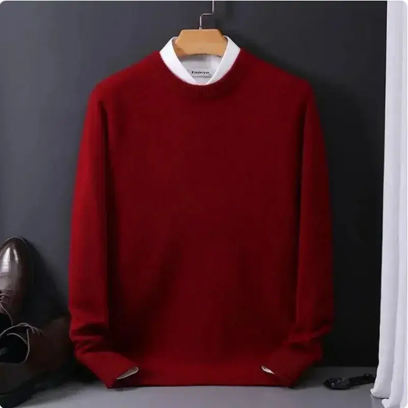 2024 Cashmere Sweater O-neck Pullovers Men's Loose Oversized M-3XL Knitted Bottom Shirt Autumn Winter New Korean Casual Men 2024 Cashmere Sweater O-neck Pullovers Men's Loose Oversized M-3XL Knitted Bottom Shirt Autumn Winter New Korean Casual Men