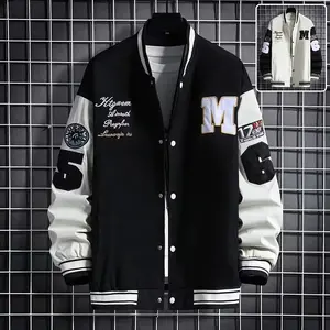 Men's Baseball Jacket Fashion Casual Letter Number Print Button-down Tops Streetwear Clothing
