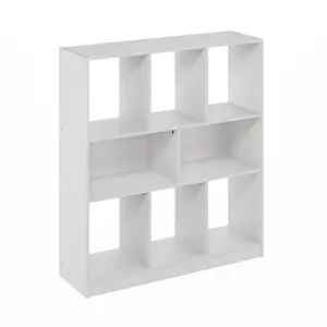 DALY 8-Cube Composite Wood Bookshelf - Minimalist Modern Bookshelf, Horizontal Storage Unit, 10.9x35.4x39.4in, for Living Room, Home Office, White Bedroom Cube Shelf