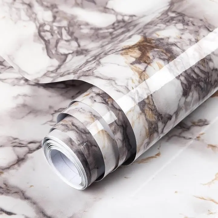 Glossy Marble Peel-and-Stick Contact Paper, 17.71in x 118in Removable Waterproof Self-Adhesive, Bathroom Peel and Stick Wallpaper for Countertops, Kitchen Countertops, Indoor Use Sticker Deco, 17.71"X118"