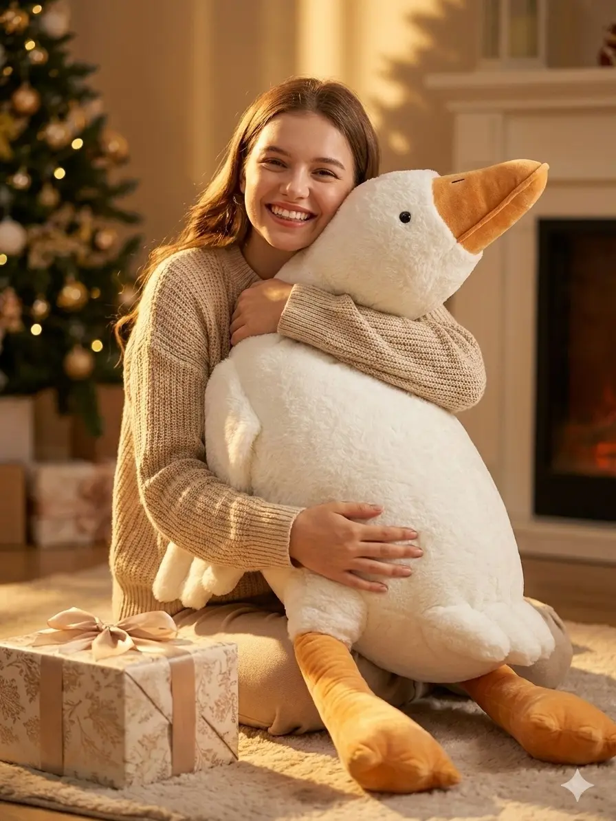 130cm Giant Goose Body Pillow Doll - Soft Huggable Kawaii Stuffed Animal, Japanese Anime Stuffedtoy, Cute Stuffed Animal, Sleeping Companion, House Decoration