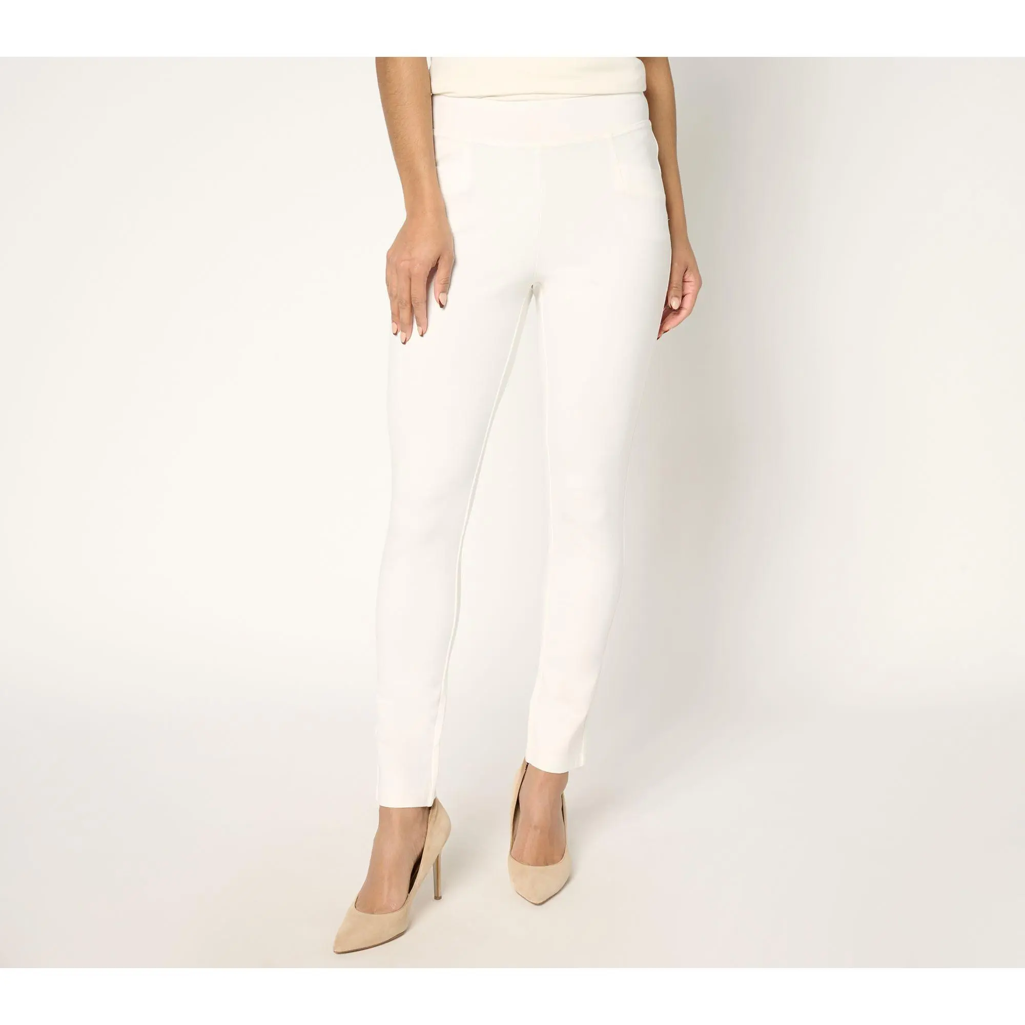Belle by Kim Gravel Petite Ponte Triple Topstitch Ankle Leggings