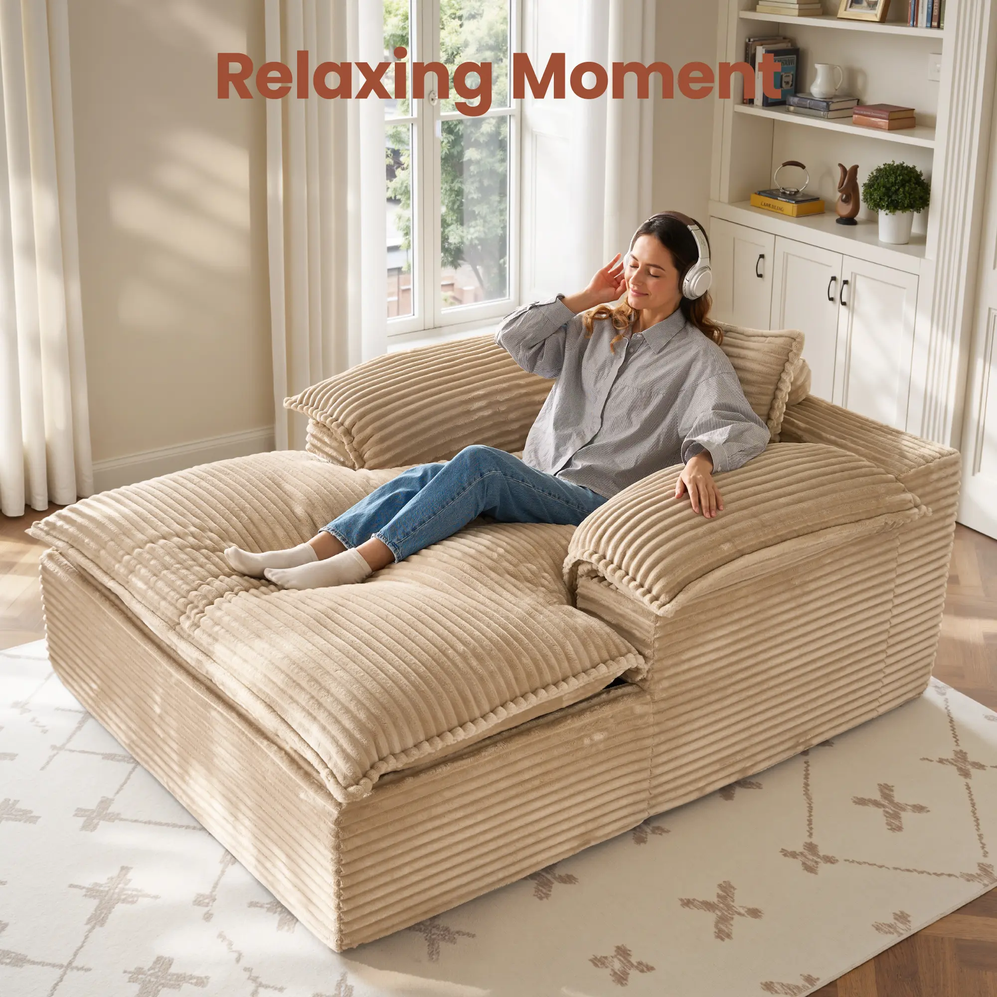 Beige Dual Layer Extra Thick Plush Corduroy