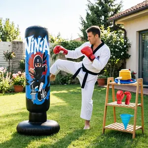 Inflatable Boxing Bag Set, Boxing Gloves, Standing Sandbag Punching Dummy, Youth Adult Home Use, Water Filled, Martial Arts Training Equipment