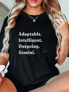 100% Cotton Adaptable Intelligent Outgoing Gemini Zodiac Sign T-Shirt