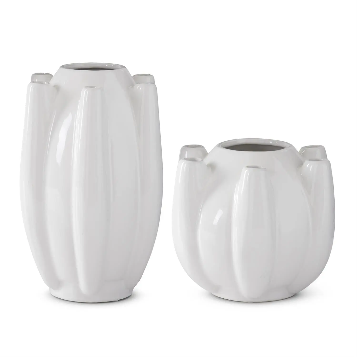 White Stoneware 7 Openings Tulipiere Vases