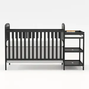 3-In-1 Convertible Wood Crib - Baby Items Bed Combo with Changing Table, Toddler Bed, Daybed, Storage & 3 Mattress Height Settings, Nursery Furniture