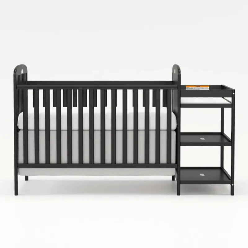 3-In-1 Convertible Wood Crib - Baby Items Bed Combo with Changing Table, Toddler Bed, Daybed, Storage, 3 Mattress Height Settings | Nursery Baby Furniture for Infants & Toddlers
