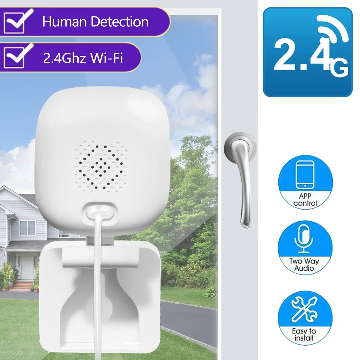 Window Stick Smart WiFi Camera, 2.4G WiFi Wireless Connection,Motion Detection Alarm, Two-Way Talk Indoor Home Camera, Dual Storage,Easy Install Camera for Family Pet Monitoring, Home Security Cameras