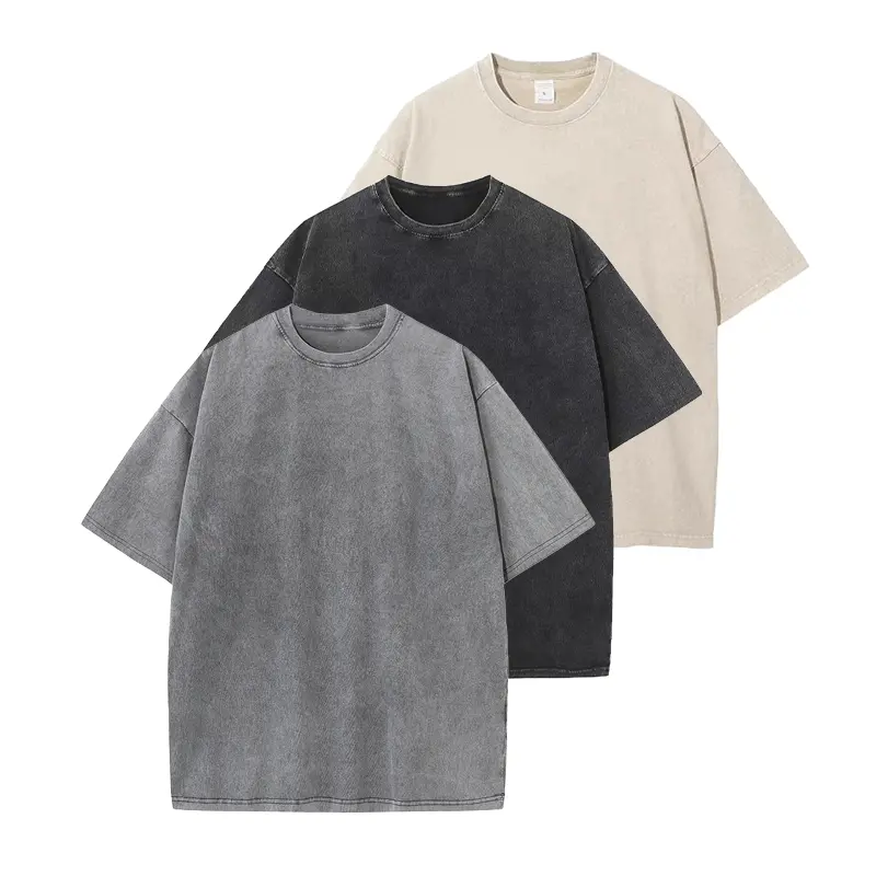 Men’s 3-pack washed distressed pure cotton crew neck T-shirts, loose plus-size solid color unisex style, comfortable street casual base layer for summer, menswear, men’s summer T-shirts, ’90s vintage men’s clothing