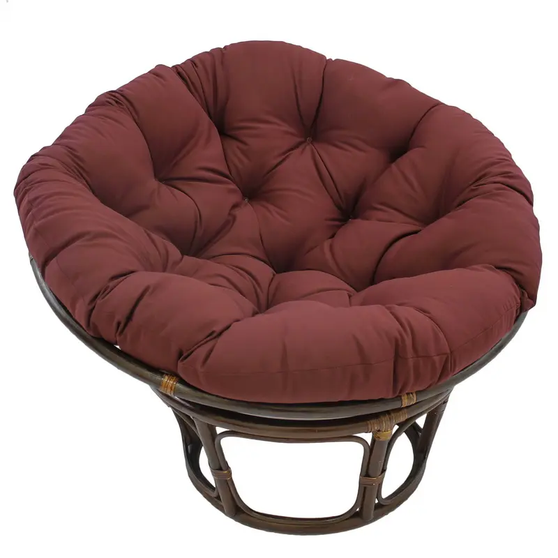 212 MAIN 42 in. Outdoor Rattan Papasan Chair - Patio Furniture with Plush Solid Fabric Cushion, Durable Rattan Frame, Burgundy (Model 3312-TW-BG)