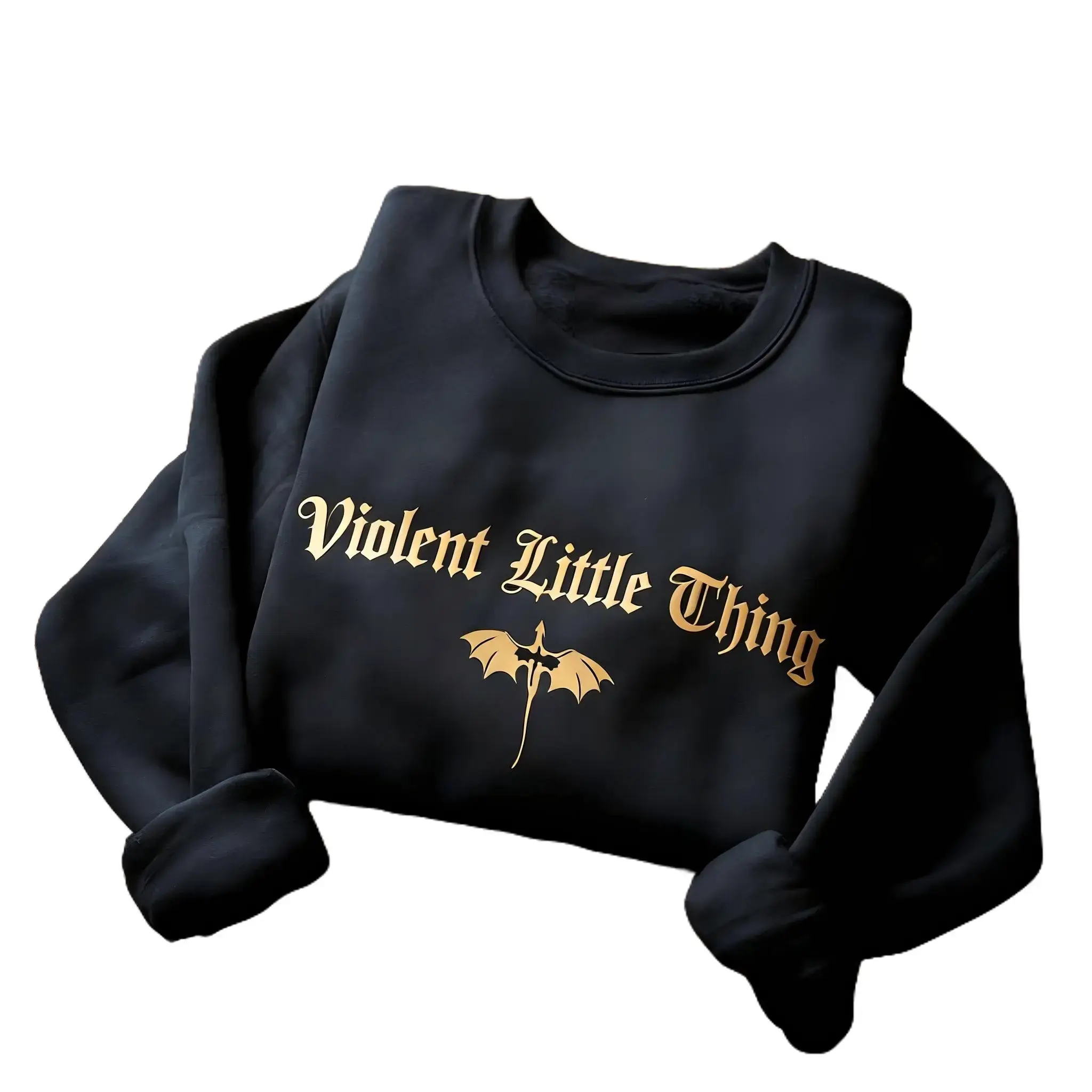 Women's Printed Dragon Pattern Sweatshirt - "Little Violent One" Crewneck Pullover, inspired by *Fourth Wing* and *Iron Flame*, in Basquiat purple, a gift for fans. Black Hoodie