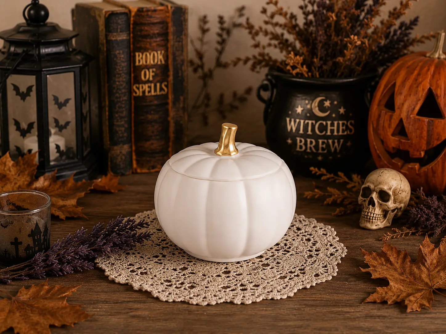 Pumpkin Candle in Ceramic Resin Jar