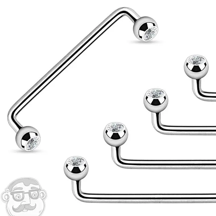 14g 316L Stainless Steel Internally Threaded Surface Bar, Cubic Zirconia Body Jewelry with 4mm Gems Each, Reliable Fit Fashion Costume Accessory Piercing Jewelry